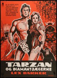 7j204 TARZAN'S SAVAGE FURY Danish '52 art of Lex Barker & Dorothy Hart, Edgar Rice Burroughs