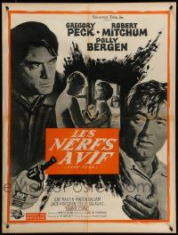 7j391 CAPE FEAR French 24x32 '62 Gregory Peck, Robert Mitchum, Polly Bergen, classic noir!