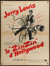 7j401 ERRAND BOY French 24x32 '63 different image of wacky Jerry Lewis on bicycle!