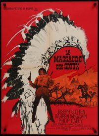 7j405 GREAT SIOUX MASSACRE French 23x32 '66 Sidney Salkow, really cool art design!