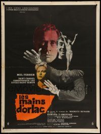 7j407 HANDS OF ORLAC French 24x32 '61 Mel Ferrer, Christopher Lee, artwork by Jouineau Bourduge!