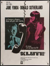 7j423 KLUTE French 24x32 '71 Donald Sutherland helps intended victim Jane Fonda, different design!