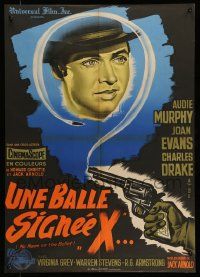 7j433 NO NAME ON THE BULLET French 22x32 '59 different Constantine Belinsky art of Audie Murphy!