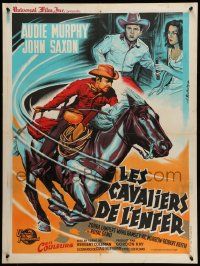 7j442 POSSE FROM HELL French 24x32 '61 Audie Murphy, John Saxon, different Koutachy art!