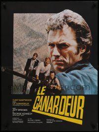 7j461 THUNDERBOLT & LIGHTFOOT French 23x31 '74 huge image of Clint Eastwood & big gun!