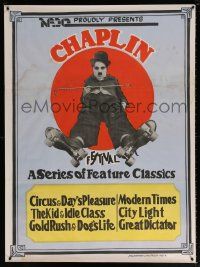 7j034 CHAPLIN Indian '73 image of Charlie with cane wearing roller skates!