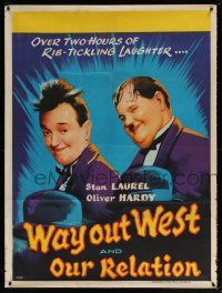 7j040 WAY OUT WEST/OUR RELATIONS Indian '60s great VAS artwork of Stan Laurel & Oliver Hardy!
