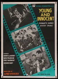 7j041 YOUNG & INNOCENT Indian R60s Alfred Hitchcock, romantic murder mystery, film strip art!