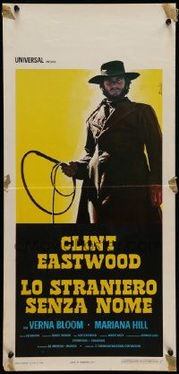 7j300 HIGH PLAINS DRIFTER Italian locandina '73 Clint Eastwood holding gun & whip by Enzo Nistri!