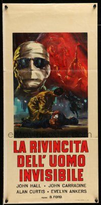 7j303 INVISIBLE MAN'S REVENGE Italian locandina R63 Jon Hall, H.G. Wells, cool sci-fi art!