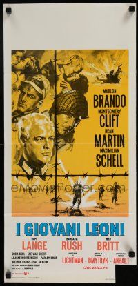 7j318 YOUNG LIONS Italian locandina R60s art of Nazi Marlon Brando, Dean Martin & Montgomery Clift