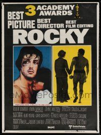 7j032 ROCKY Pakistani '76 boxer Sylvester Stallone holding hands with Talia Shire, boxing classic!