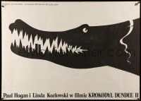 7j735 CROCODILE DUNDEE II Polish 27x38 '89 Hogan & Kozlowski, NYC skyline in teeth by Wasilewski!