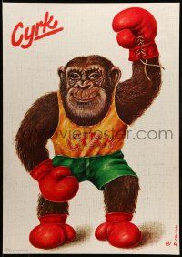 7j737 CYRK Polish 26x37 '70s incredible artwork of boxing chimp by Rafal Olbinski!