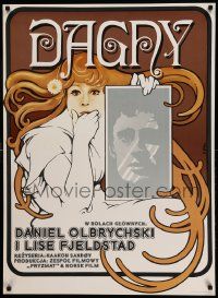 7j744 DAGNY Polish 27x37 '77 Haakon Sandoy directed, woman holding portrait by Jakub Erol!