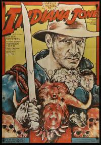 7j767 INDIANA JONES & THE TEMPLE OF DOOM Polish 26x37 '85 cool different art by Witold Dybowski!