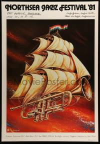 7j788 NORTHSEA JAZZ FESTIVAL '81 Polish 27x39 '81 Olbinksi art of sailing trumpet!