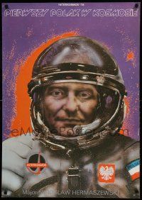 7j804 PIERWSZR POLAK W KOSMOSIE signed Polish 26x38 '78 by artist Andrzej Pagowski, cosmonaut!