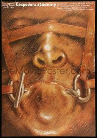 7j825 STUD FARM Polish 26x38 '79 disturbing super close up art of bound & gagged man by Majewski!