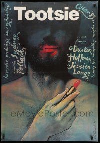 7j832 TOOTSIE Polish 27x38 '84 Dustin Hoffman, different Walkuski art of man with lipstick!