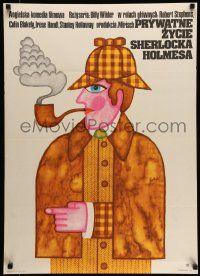 7j694 PRIVATE LIFE OF SHERLOCK HOLMES Polish 23x32 '73 Billy Wilder, Robert Stephens, Bodnar art!