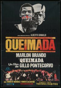 7j042 BURN Spanish '70 Marlon Brando profiteers from war, directed by Gillo Pontecorvo!