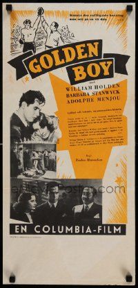 7j226 GOLDEN BOY Swedish stolpe '39 William Holden's debut movie, sexy Barbara Stanwyck!