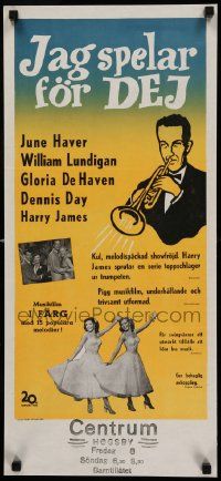 7j229 I'LL GET BY Swedish stolpe '50 June Haver, Gloria DeHaven & Harry James playing his trumpet!
