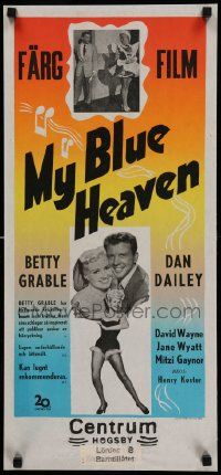 7j238 MY BLUE HEAVEN Swedish stolpe '50 sexy dancer Betty Grable & Dan Dailey too!