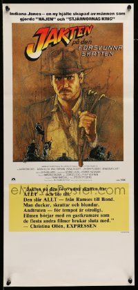 7j241 RAIDERS OF THE LOST ARK Swedish stolpe '81 art of adventurer Harrison Ford by Richard Amsel!