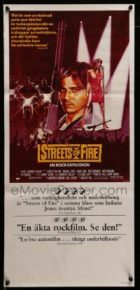 7j246 STREETS OF FIRE Swedish stolpe '84 Walter Hill directed, Michael Pare, sexy Diane Lane!