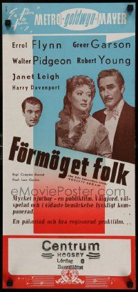 7j252 THAT FORSYTE WOMAN Swedish stolpe '50 art of Errol Flynn, Greer Garson, Walter Pidgeon & Young