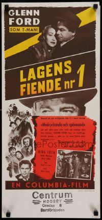 7j256 UNDERCOVER MAN Swedish stolpe '49 Glenn Ford posing as gangster, James Whitmore!