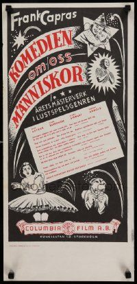7j262 YOU CAN'T TAKE IT WITH YOU Swedish stolpe '38 Frank Capra, Jean Arthur, Barrymore!