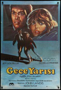 7j353 INTO THE NIGHT Turkish '85 cool image of Jeff Goldblum & Michelle Pfeiffer on the run!