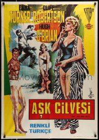 7j364 LOVE HAS MANY FACES Turkish '68 art of sexy smoking Lana Turner & barechested Hugh O'Brian!