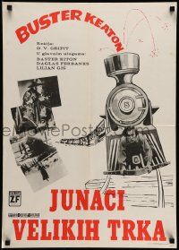 7j595 GREAT CHASE Yugoslavian 20x27 '63 Buster Keaton, Fairbanks, the thrill of your life!