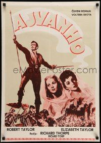 7j600 IVANHOE Yugoslavian 20x28 '52 Elizabeth Taylor, Robert Taylor & Joan Fontaine!