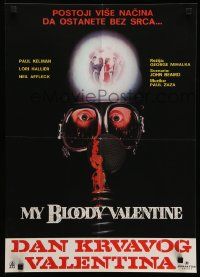 7j612 MY BLOODY VALENTINE Yugoslavian 19x27 '81 cool gas mask, more than 1 way to lose your heart!