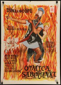 7j626 ROMULUS & THE SABINES Yugoslavian 20x28 '64 different art of Roger Moore & Mylene Demongeot!
