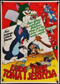 7j645 TOM & JERRY Yugoslavian 20x28 '60s MGM cartoon, cool images of the characters, Tom w/ cleaver!
