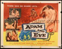 7k009 ADAM & EVE 1/2sh '58 sexiest art of naked man & woman in the Mexican Garden of Eden!