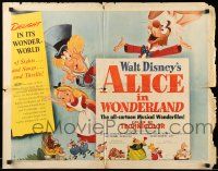 7k002 ALICE IN WONDERLAND 1/2sh '51 Disney Lewis Carroll cartoon classic, great art, ultra rare!
