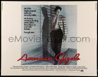 7k013 AMERICAN GIGOLO int'l 1/2sh '80 male prostitute Richard Gere is being framed for murder!
