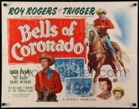 7k028 BELLS OF CORONADO style A 1/2sh R56 great artwork of Roy Rogers & Trigger, Dale Evans!