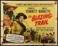 7k039 BLAZING TRAIL 1/2sh '49 close up of Charles Starrett as The Durango Kid & Smiley Burnette!