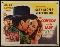 7k069 COWBOY & THE LADY 1/2sh R54 Gary Cooper, Merle Oberon, Walter Brennan!