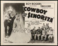 7k070 COWBOY & THE SENORITA 1/2sh R54 Roy Rogers, pretty Dale Evans & The Sons of the Pioneers!