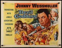 7k078 DEVIL GODDESS 1/2sh '55 Johnny Weissmuller is NOT Jungle Jim, cool jungle montage art!