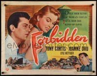 7k098 FORBIDDEN style A 1/2sh '54 only Joanne Dru could give Tony Curtis his kind of love!